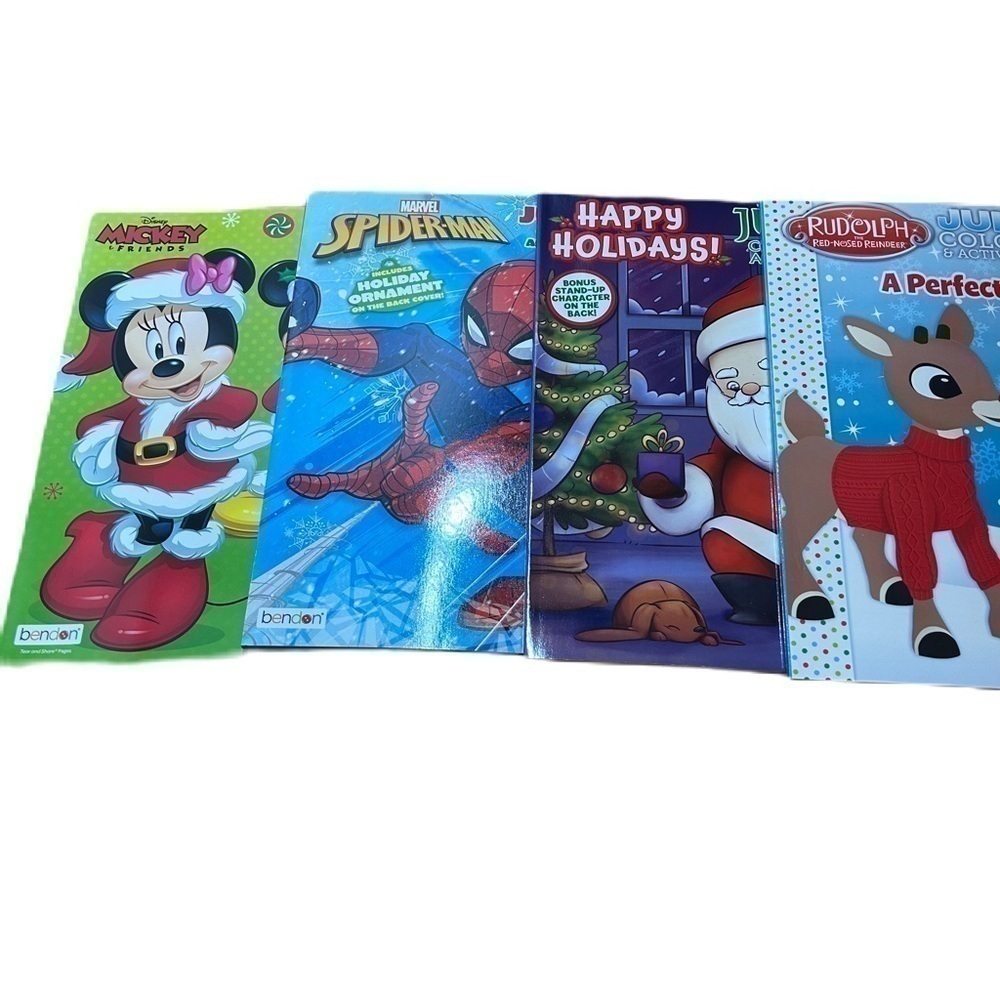 Christmas Coloring Activity Book Bundle NEW Disney Mickey Minnie Spiderman